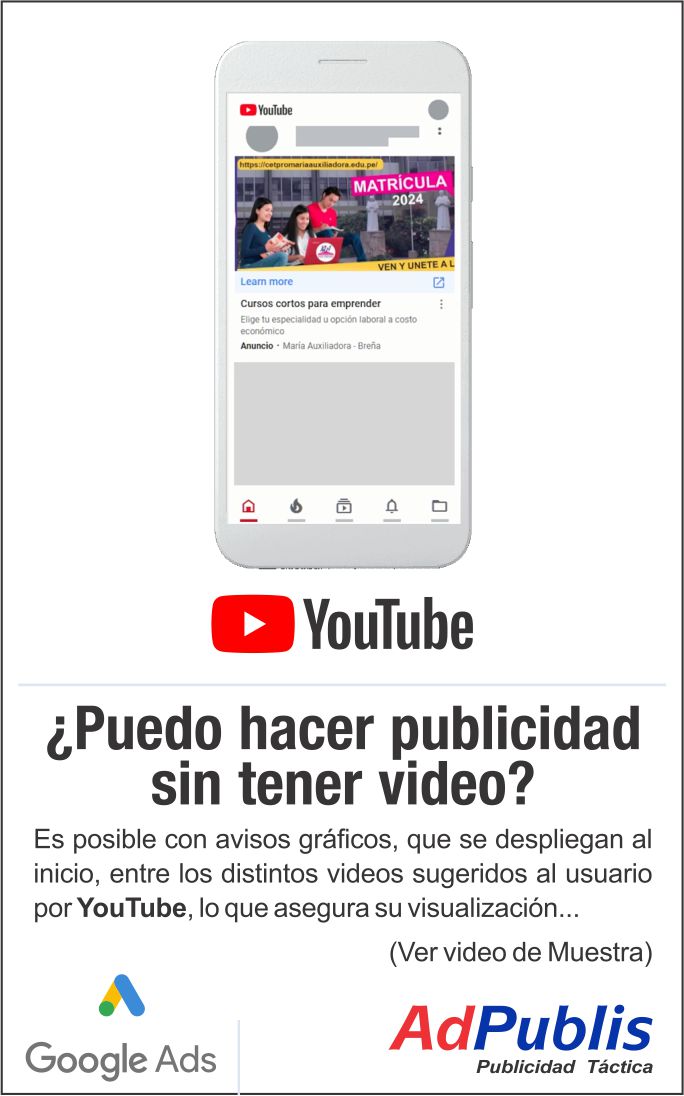 Google Ads sin video en YouTube Publicidad para pymes internet online AdPublis